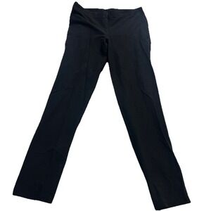 Eileen Fisher Womens Black Ribbed Knit Straight Leg Pull On Pants Large P0196M